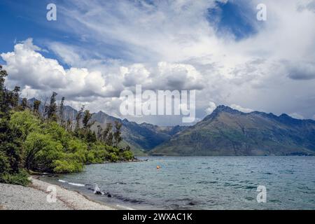 Wilson Bay, Lake Wakatipu, Otago, South Island, nuova Zelanda Foto Stock