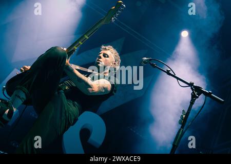 28 marzo 2024 - Newcastle, Regno Unito: I Bad Nerves si esibiscono all'O2 City Hall Newcastle sostenendo gli Hives nel loro tour del 2024 nel Regno Unito. Foto: Thomas Jackson / Alamy Live News Foto Stock