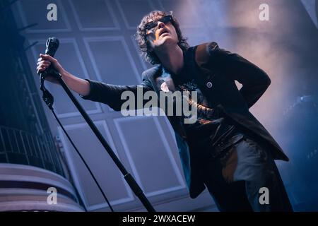 28 marzo 2024 - Newcastle, Regno Unito: I Bad Nerves si esibiscono all'O2 City Hall Newcastle sostenendo gli Hives nel loro tour del 2024 nel Regno Unito. Foto: Thomas Jackson / Alamy Live News Foto Stock