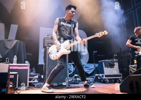 28 marzo 2024 - Newcastle, Regno Unito: I Bad Nerves si esibiscono all'O2 City Hall Newcastle sostenendo gli Hives nel loro tour del 2024 nel Regno Unito. Foto: Thomas Jackson / Alamy Live News Foto Stock