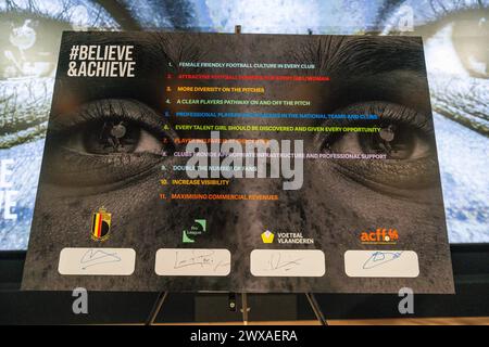 Tubeke, Belgio. 29 marzo 2024. Nieuwe strategie vrouwenvoetbal, venerdì 29 marzo 2024 a Tubeke, Belgio. Crediti: Sportpix/Alamy Live News Foto Stock