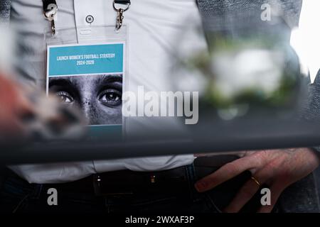 Tubeke, Belgio. 29 marzo 2024. Benvenuti op de Nieuwe strategie vrouwenvoetbal, venerdì 29 marzo 2024 a Tubeke, Belgio. Crediti: Sportpix/Alamy Live News Foto Stock