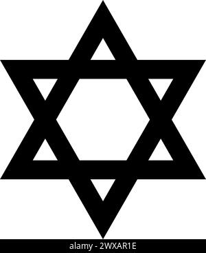 Icona Star David. La Stella di Davide (Magen David in ebraico, scudo di Davide, sigillo di Salomone) è un simbolo generalmente riconosciuto dell'ebraismo e dell'ide ebraica Illustrazione Vettoriale