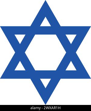 Icona Blue Star David. La Stella di Davide (Magen David in ebraico, Scudo di Davide, sigillo di Salomone) è un simbolo generalmente riconosciuto dell'Ebraismo e degli Jewi Illustrazione Vettoriale