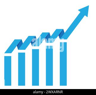 Grafico con rapporto di aumento. Diagramma a barre con avanzamento aumento e guadagno. Illustrazione vettoriale Illustrazione Vettoriale