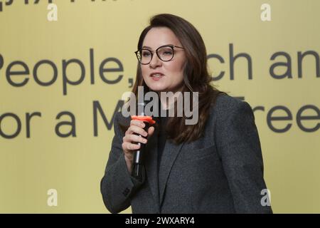 KIEV, UCRAINA - 29 MARZO 2024 - primo Vice primo Ministro dell'Ucraina - Ministro dell'economia dell'Ucraina Yuliia Svyrydenko partecipa all'apertura del Defining Futures: People, Teams and Technologies for Mine Safety in Ukraine Photo Exhibition, Kiev, capitale dell'Ucraina. Foto Stock