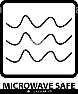 Cartello di sicurezza per microonde, forno a microonde, curve all'interno Illustrazione Vettoriale