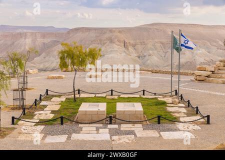 Tombe di Paula e David Ben-Gurion a Midreshet Ben-Gurion, deserto del Negev, Kibbutz Sde Boker, Israele Foto Stock