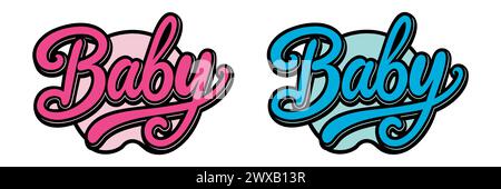 Baby - iscrizione a fumetti su sfondo bianco. illustrazione vettoriale. Illustrazione Vettoriale