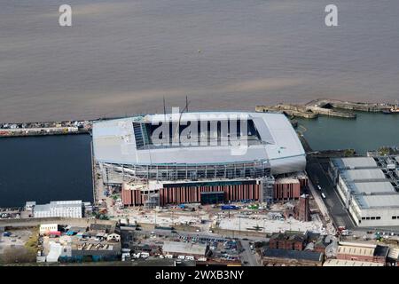 Il nuovo stadio dell'Everton FC Football è in costruzione, Bramley Moore Dock, Liverpool, Merseyside, Regno Unito Foto Stock