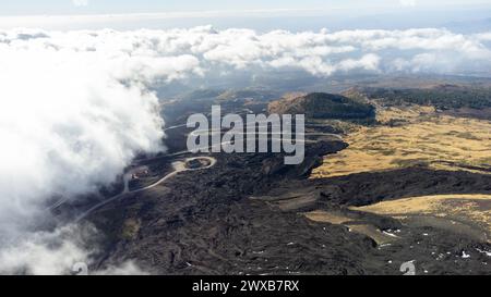 Vista incredibile dall'Etna, dalla Sicilia, dall'Italia. Foto Stock