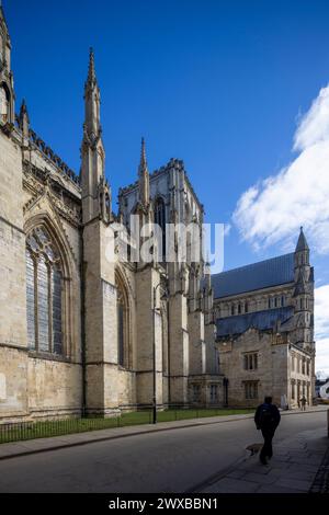 Transetto e ingresso, cattedrale di York Minster, York, Inghilterra Foto Stock