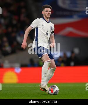 23 marzo 2024 - Inghilterra contro Brasile - International Friendly - Stadio di Wembley. Il Declan Rice inglese in azione contro Foto Stock