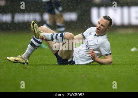 Will Keane #7 di Preston North End durante lo Sky Bet Championship match tra Preston North End e Rotherham United a Deepdale, Preston venerdì 29 marzo 2024. (Foto: Mike Morese | mi News) crediti: MI News & Sport /Alamy Live News Foto Stock