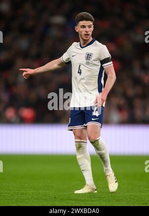 23 marzo 2024 - Inghilterra contro Brasile - International Friendly - Stadio di Wembley. Il Declan Rice inglese in azione contro Foto Stock