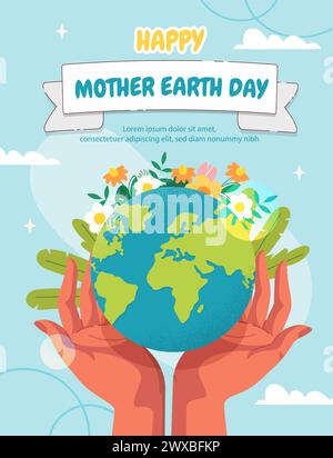 Poster vettoriale della giornata della madre della Terra Illustrazione Vettoriale