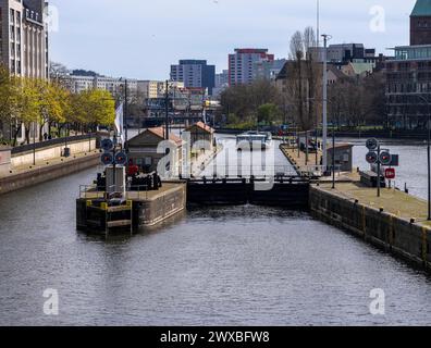 Muehlendammschleuse, Berlin-Mitte, Germania Foto Stock