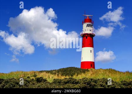 Il faro elettrico sull'isola di Borkum, le isole Frisone Orientale, bassa Sassonia, Repubblica Federale di Germania Foto Stock