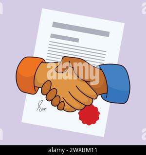 Icona vettore contratto, documento di collaborazione o accordo, contratto o negoziazione successo icona contratto Illustrazione Vettoriale