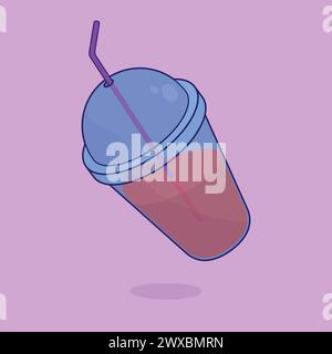 Smoothie Fresh Soda drink Vector Illustration icon Fresh Strawberry Blueberry Soda Smoothie drink icon Beverage Cup Vector Illustrazione Vettoriale