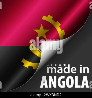 Realizzato in Angola grafica ed etichetta. Elemento di impatto per l'uso che si desidera fare di esso. Illustrazione Vettoriale