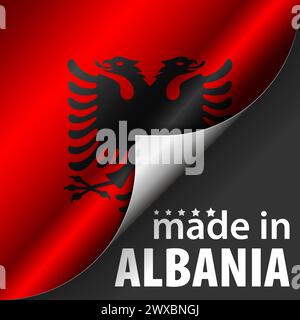 Prodotto in Albania grafica ed etichetta. Elemento di impatto per l'uso che si desidera fare di esso. Illustrazione Vettoriale