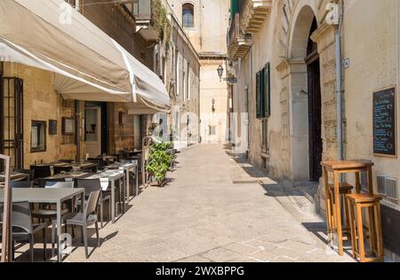 Zona pedonale nel centro storico di Lecce, nel Salento in Puglia, Italia Foto Stock