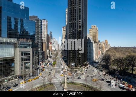 Columbus Circle Shot dal Robert Restaurant, 2024, NYC, USA Foto Stock