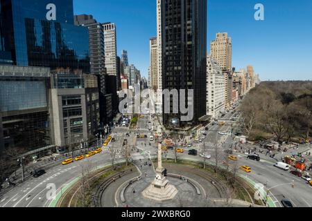 Columbus Circle Shot dal Robert Restaurant, 2024, NYC, USA Foto Stock