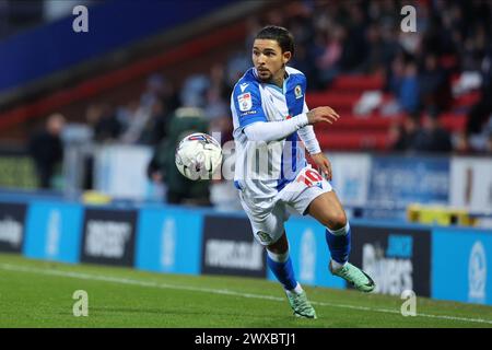 Tyrhys Dolan (Blackburn Rovers) durante lo Sky Bet Championship match tra Blackburn Rovers e Ipswich Town a Ewood Park, Blackburn, venerdì 29 marzo 2024. (Foto: Pat Scaasi | mi News) crediti: MI News & Sport /Alamy Live News Foto Stock