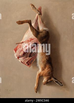 Una lepre e una gamba di agnello. Jean-Baptiste Oudry. 1742. Foto Stock