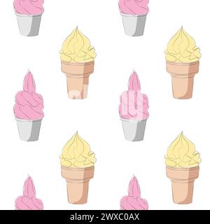 Motivo senza cuciture con illustrazioni vettoriali di gelati Foto Stock