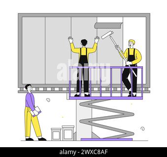 Lavoratori con vettoriale pubblicitario all'aperto Illustrazione Vettoriale