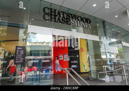 Chatswood Chase Sydney è un centro commerciale nel sobborgo di Chatswood sulla Lower North Shore di Sydney, New South Wales, Australia Foto Stock