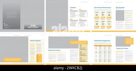 Rapporto annuale aziendale. Modello di layout editoriale. Illustrazione Vettoriale