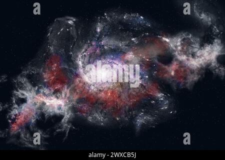 Galassia piena di nebulosa spaziale e polvere stellare. Foto Stock