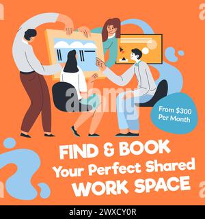 Trova i tuoi spazi di lavoro condivisi e banner perfetti Illustrazione Vettoriale