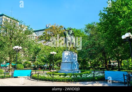 Statua di George Washington a Union Square a Manhattan - New York, Stati Uniti Foto Stock