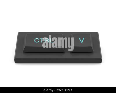 Mini tastiera ctrl V su sfondo bianco. illustrazione 3d. Foto Stock