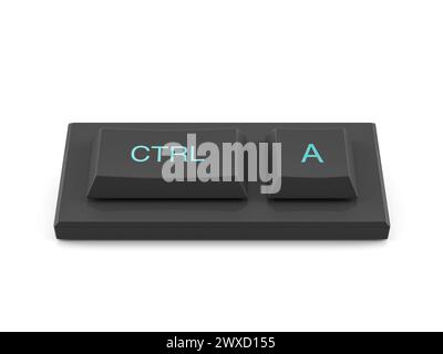 Mini tastiera ctrl A su sfondo bianco. illustrazione 3d. Foto Stock