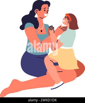 Figlia e mamma che interagiscono, mamma e ragazza che parlano Illustrazione Vettoriale