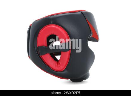 protezione della testa di boxe nera e rossa isolata su sfondo bianco Foto Stock