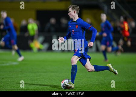 Tygo Land (8) dei Paesi Bassi nella foto durante una partita di calcio tra le nazionali Under 19 del Belgio e dei Paesi Bassi il giorno 3 del turno UEFA Under-19 Elite di giovedì 26 marzo 2024 a Veendam , Paesi Bassi . FOTO SPORTPIX | David Catry Foto Stock