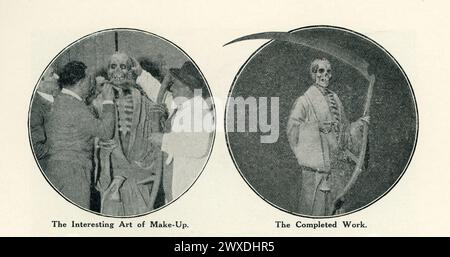 Preparare la figura della morte sul set schietto durante le riprese dalla pagina del programma britannico per METROPOLIS 1927 regista FRITZ LANG romanzo e sceneggiatura Thea von Harbou Universum Film (UFA) Foto Stock