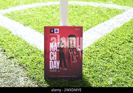 Vitality Stadium, Boscombe, Dorset, Regno Unito. 30 marzo 2024. Premier League Football, AFC Bournemouth contro Everton; Bournemouth Match Day Program credito: Action Plus Sports/Alamy Live News Foto Stock