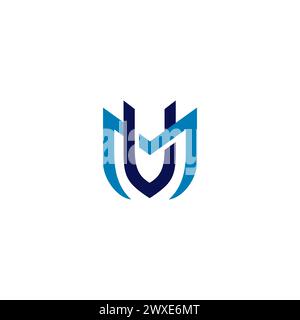 Design del logo VM semplice con colore blu. Icona MV Illustrazione Vettoriale