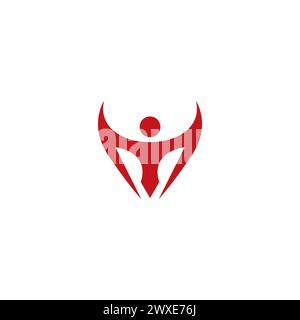 Logo M People Success Symbol. Icona lettera M. Illustrazione Vettoriale