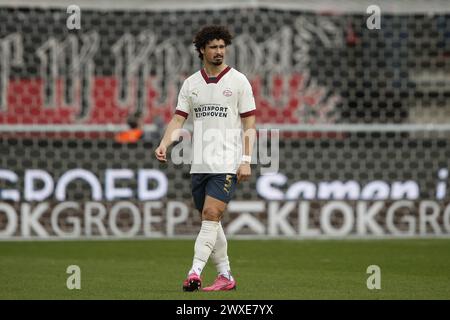 Deventer, Paesi Bassi. 30 marzo 2024. NIJMEGEN - Andre Ramalho del PSV Eindhoven durante l'incontro olandese Eredivisie tra NEC e PSV a De Goffert il 30 marzo 2024 a Nijmegen, Paesi Bassi. ANP BART STOUTJESDIJK Foto Stock