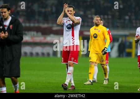 Milan Djuric dell'AC Monza durante la partita di serie A tra Torino FC e AC Monza il 30 marzo 2024 allo Stadio Olimpico grande Torino di Torino. Foto Stock