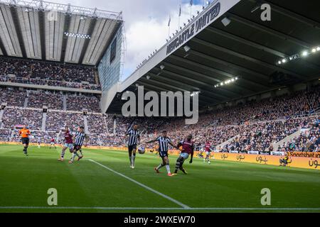 Newcastle upon Tyne, Regno Unito. 30 marzo 2024. Newcastle, Inghilterra, 30 marzo 2024: Vista generale dello stadio durante la partita di calcio di Premier League tra Newcastle United e West Ham United al St James Park di Newcastle, Inghilterra (Richard Callis/SPP) credito: SPP Sport Press Photo. /Alamy Live News Foto Stock